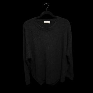 Zenana Black Knit Crewneck Sweater | Cozy Oversized | 2X/3X